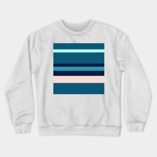 A singular joint of Navy, Blue Sapphire, Christmas Blue, Pale Cyan and Champagne Pink stripes. Crewneck Sweatshirt